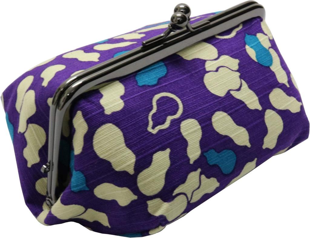 Kyosuke Made in Japan Cosmetic Pouch with Makeup 8 x x 12 Purple Gourd-Shaped Clasp, Pouch, 15.5 cm, Cotton,