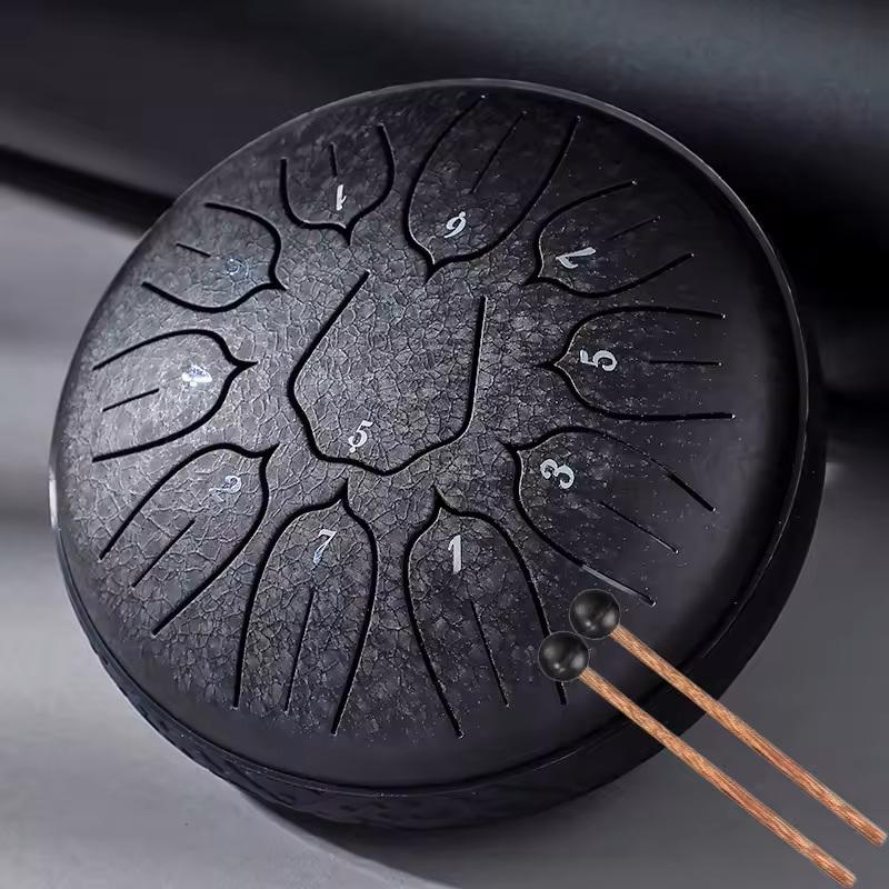 Hluru Steel Tongue Drum 6 Inch 11 Notes Drums D5 Glucophone Ethereal Drum For Beginner Handpan Musical Instruments