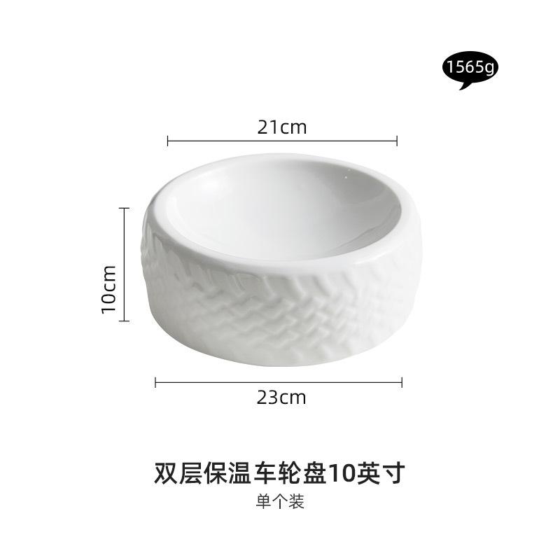 Creative Wheel Plate Ceramic Steak Plate Restaurant Specialty Cuisine Cooking Dishes Modern Home Breakfast Pasta Plate Cutlery