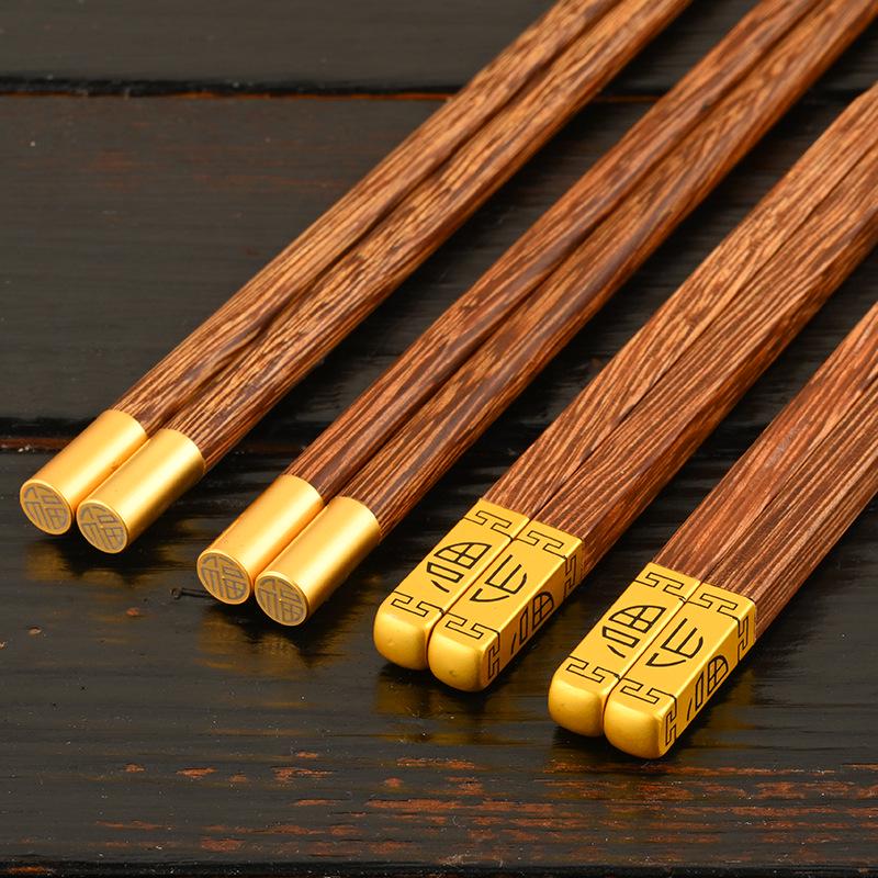 Chinese-Style Solid Wood Chopsticks - 10 Pairs Gift Box for Clients & Souvenirs