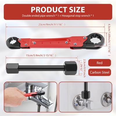 Plumbing Angle Stop Wrench Kit Carbon Steel Angle Stop Removal Tools Portable Plumbing Wrench Tool for Plumber Compression Ring