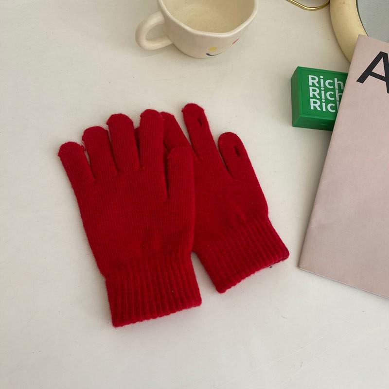 Angola Red Knitted Scarf - Winter Protection, Korean Style, Christmas Shawl for Men & Women