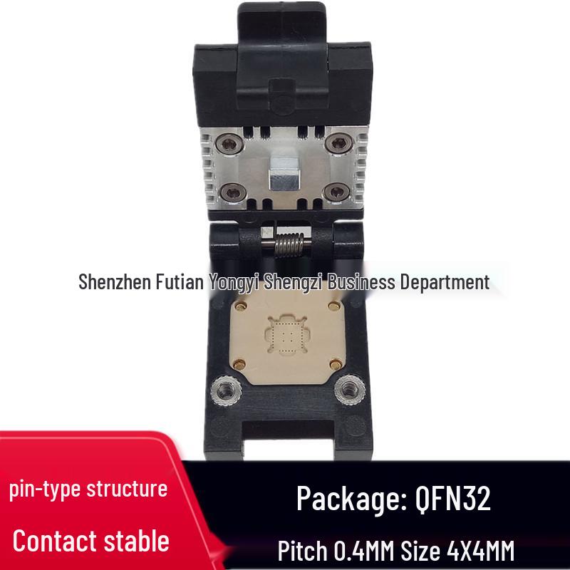 

QFN32 IC Programming Socket – Gold-plated, High Temp Resistant, Burn-in Test, 0.4mm Pitch, 4x4mm.