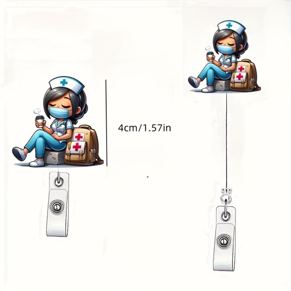 Nurse Theme Retractable ID Badge Reel Pin Durable Acrylic For RN LPN Doctor Office Name Tag Holder