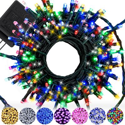LED-slingerverlichting, 100 lampjes, 10 meter lengte, Binnengebruik, Kerstboomdecoratie, Netstroomcompatibel, met Stekkercontroller, 8 Modi, Perfect voor