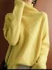 New In Autumn Winter Women Turtleneck Sweaters Full Sleeve Pullovers Spliced Thick Sweater Lozenge Elegant Lady Solid Outwear