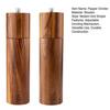 1/2Pcs Pepper Grinder Wooden Salt Pepper Grinding Set with Adjustable Coarseness Refillable Ceramic Core Manual Mill Kitchen Spice Grinder