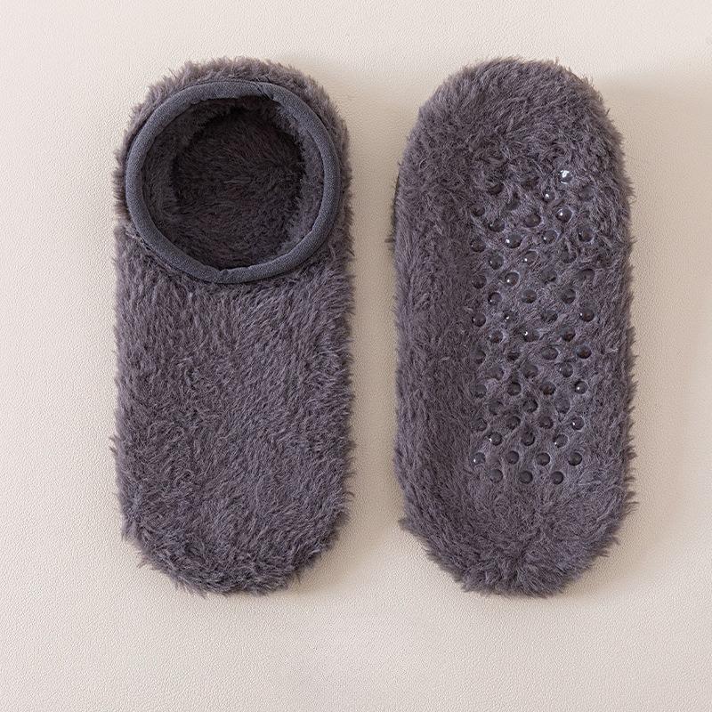 Winter Thick Coral Fleece Floor Socks - Home Anti-slip Sock Cover - Pure Color - Versatile - Boat Socks - Fall and Winter Sleep Socks