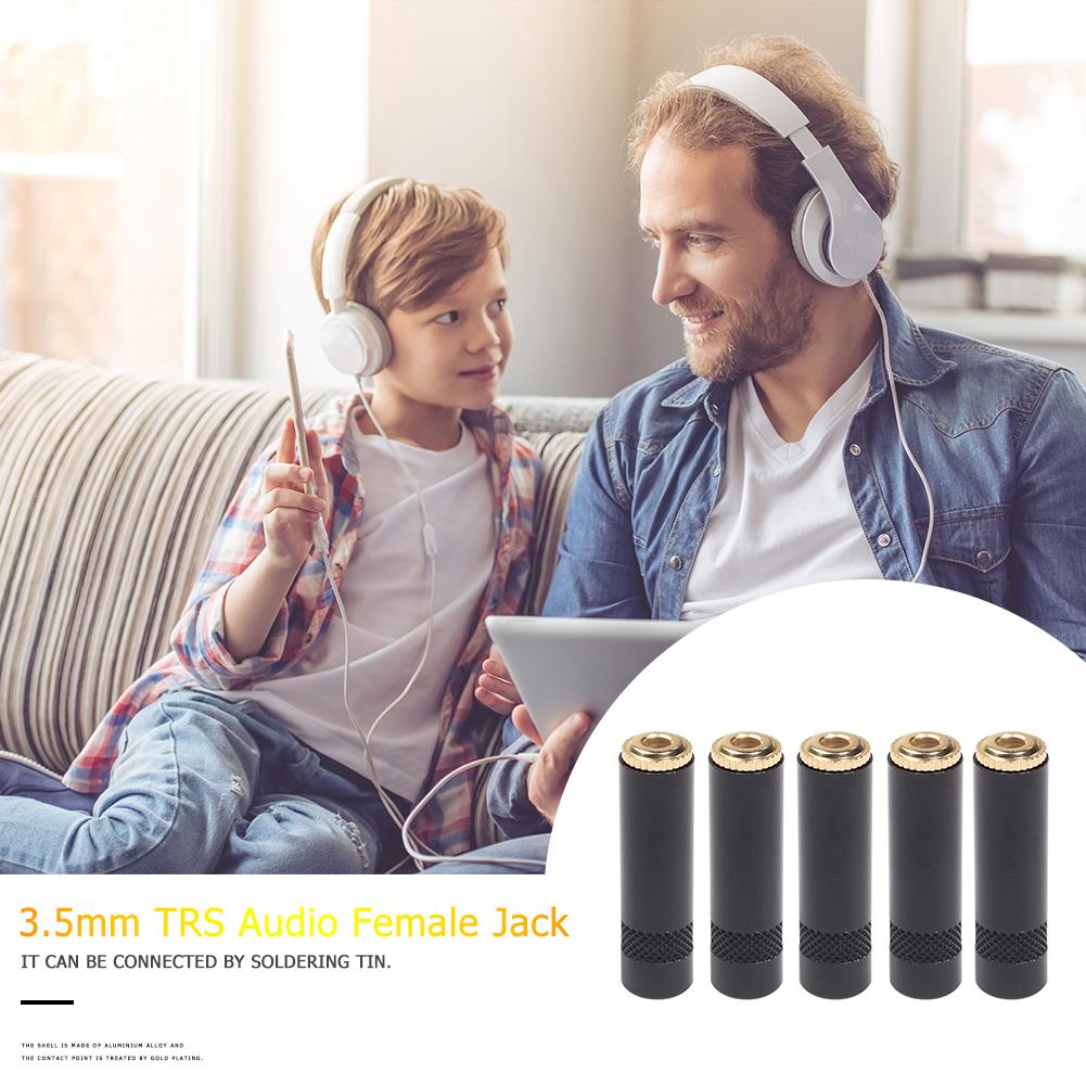5pcs 3.5mm Audio Female 3 Pole Stereo Socket Gold Plated Earphone Wire Connector
