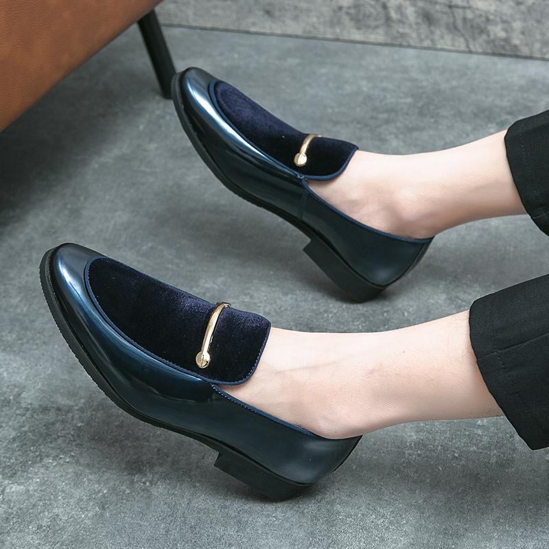 New Fashion Pointed Suede Leather Patchwork Dress Driving Shoes For Men's Designer Wedding Loafers Sapatos Tenis Masculino