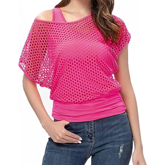 

2 шт./компл., однотонный жилет без рукавов с короткими рукавами и открытыми плечами в сеточку, жилет без рукавов с круглым вырезом L розы красного