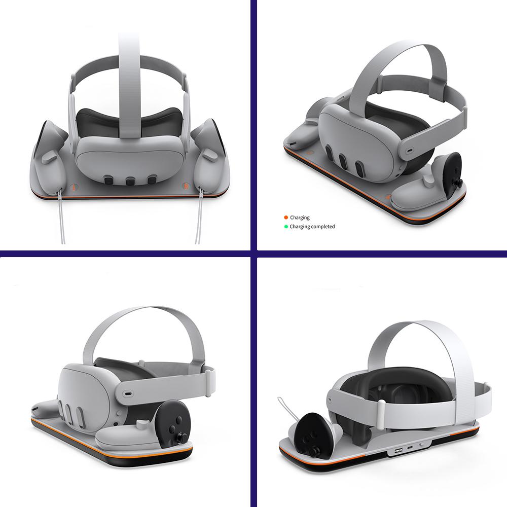 Wireless Charging Dock for Meta Quest 3, Oculus VR Accessories Charger Station Controller Battery Pack, Fit Elite Head Strap