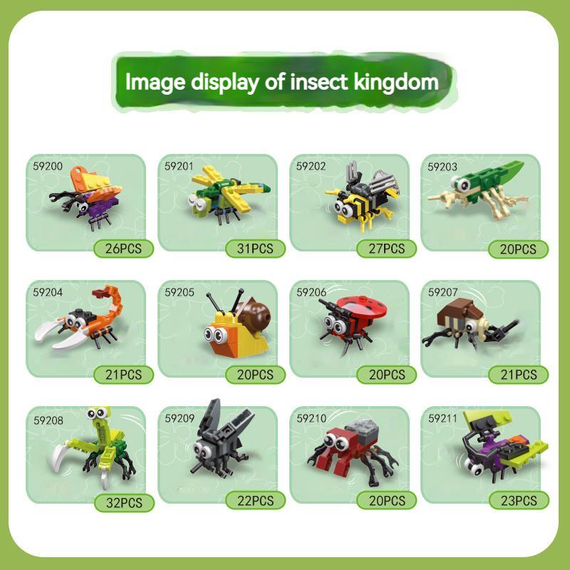 Mini Insect Series Building Block Ladybug Dragonfly Butterfly Snail Wasp Mantis Beetle Bricks Toys Christmas Gifts For Children