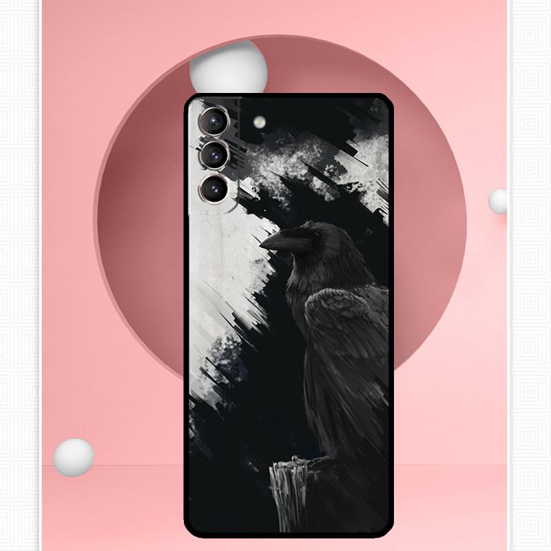 Crow Raven Dark Skull Case For Samsung Galaxy S24 Ultra S22 Plus S20 S21 FE S8 S9 S10 Note 10 20 S23 Ultra Cover