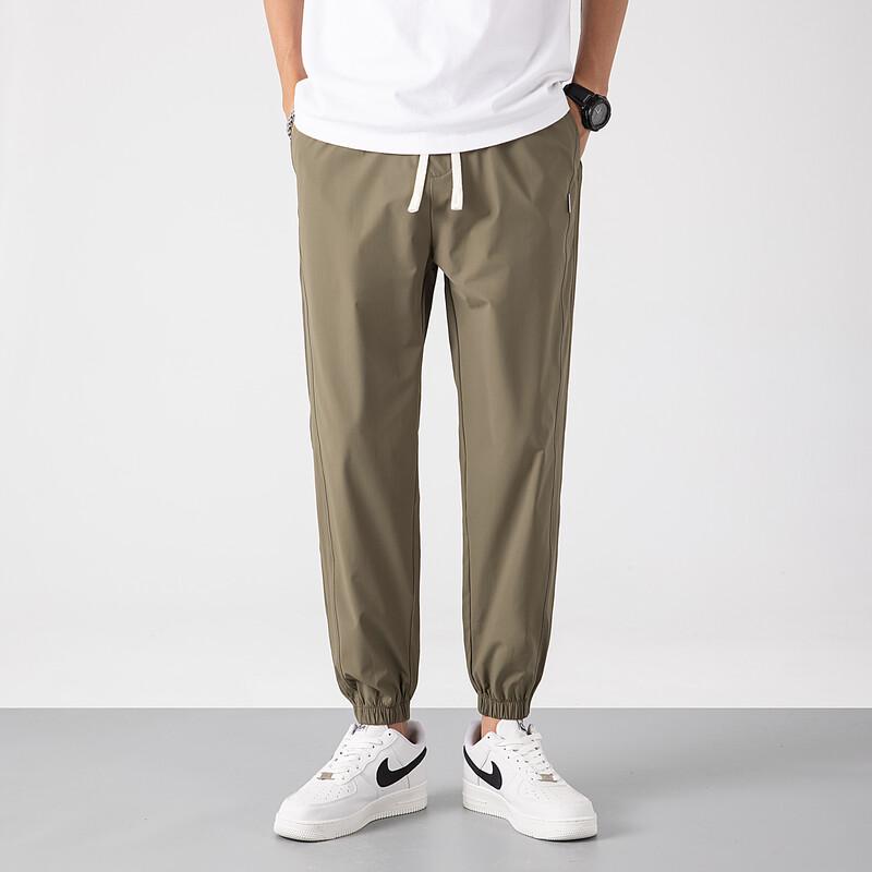 Firstview Men s Elastic Waist Cuffed Milk Silk Casual Pants FX1040 L