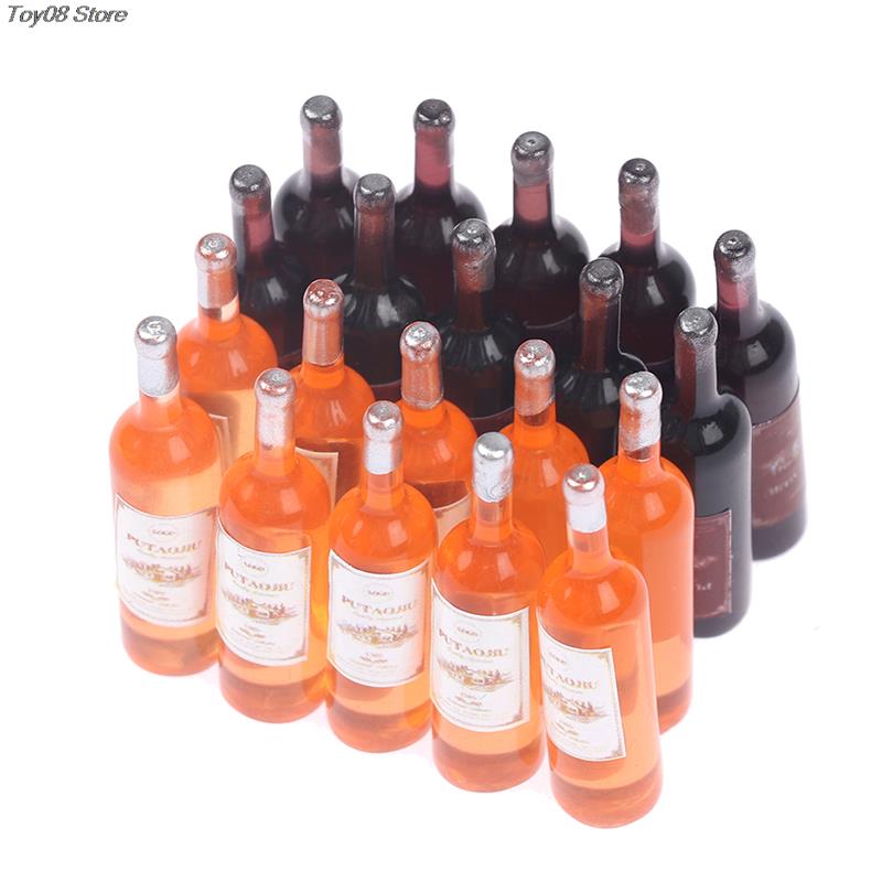 10Pcs 1/12 Mini Wine Bottle Ling Water Set Dollhouse Miniature Accessories Simulation Drinks Model Toys Doll House Decor