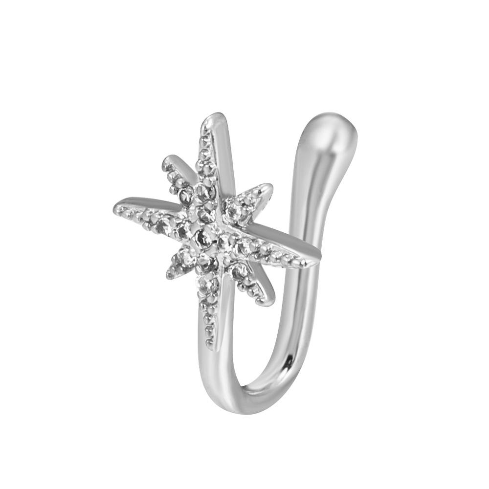 Non Perforated U-Shaped Nose Clip Copper Inlaid Zircon Star Shaped Heart Crown Nose Ring Nose Decoration Puncture Decoration