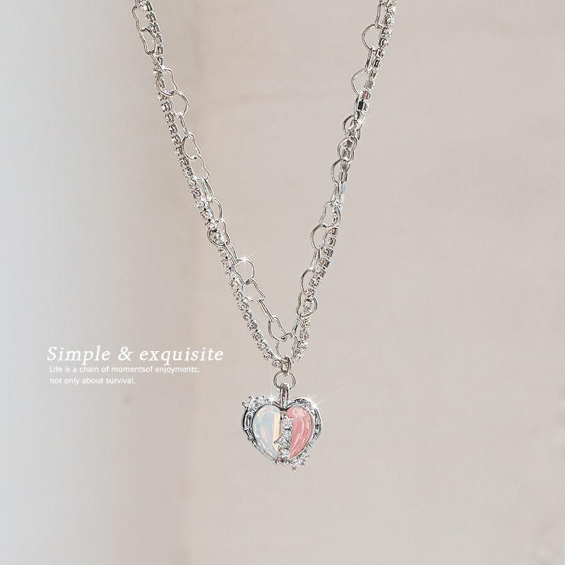 Korean Pearl Chain Choker Necklace for Women Girls 2023 Trend Jewelry Heart Tassel Pendant Necklace Bridal Engagement Gift
