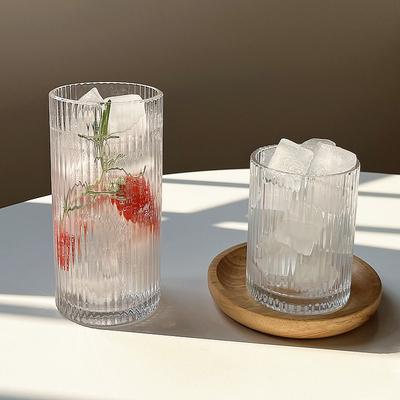 Tazza in Vetro a Strisce Verticali 250ml/360ml Tazza da Caffè Americano Latte Tazza da Succo Negozio di Tè al Latte Tazza d'Acqua Domestica Bicchieri da Donna