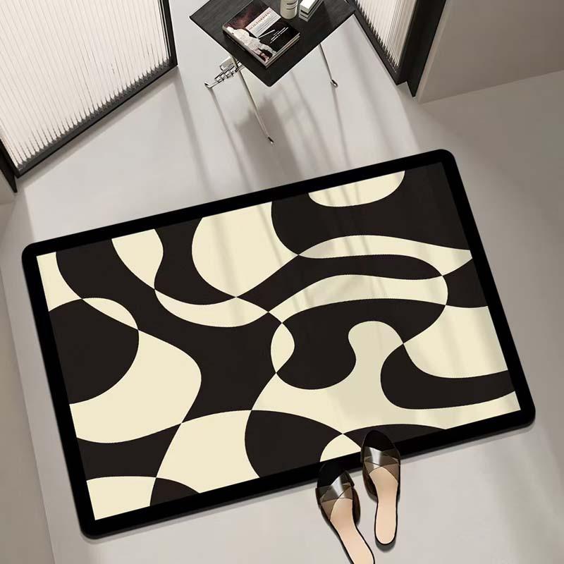 

Диатомовый коврик для пола Простой черно-белый Водосмываемый Коврик для ванной Противоскользящий Коврик для ванной Износостойкий Впитывающий воду Коврик 50 * 80cm