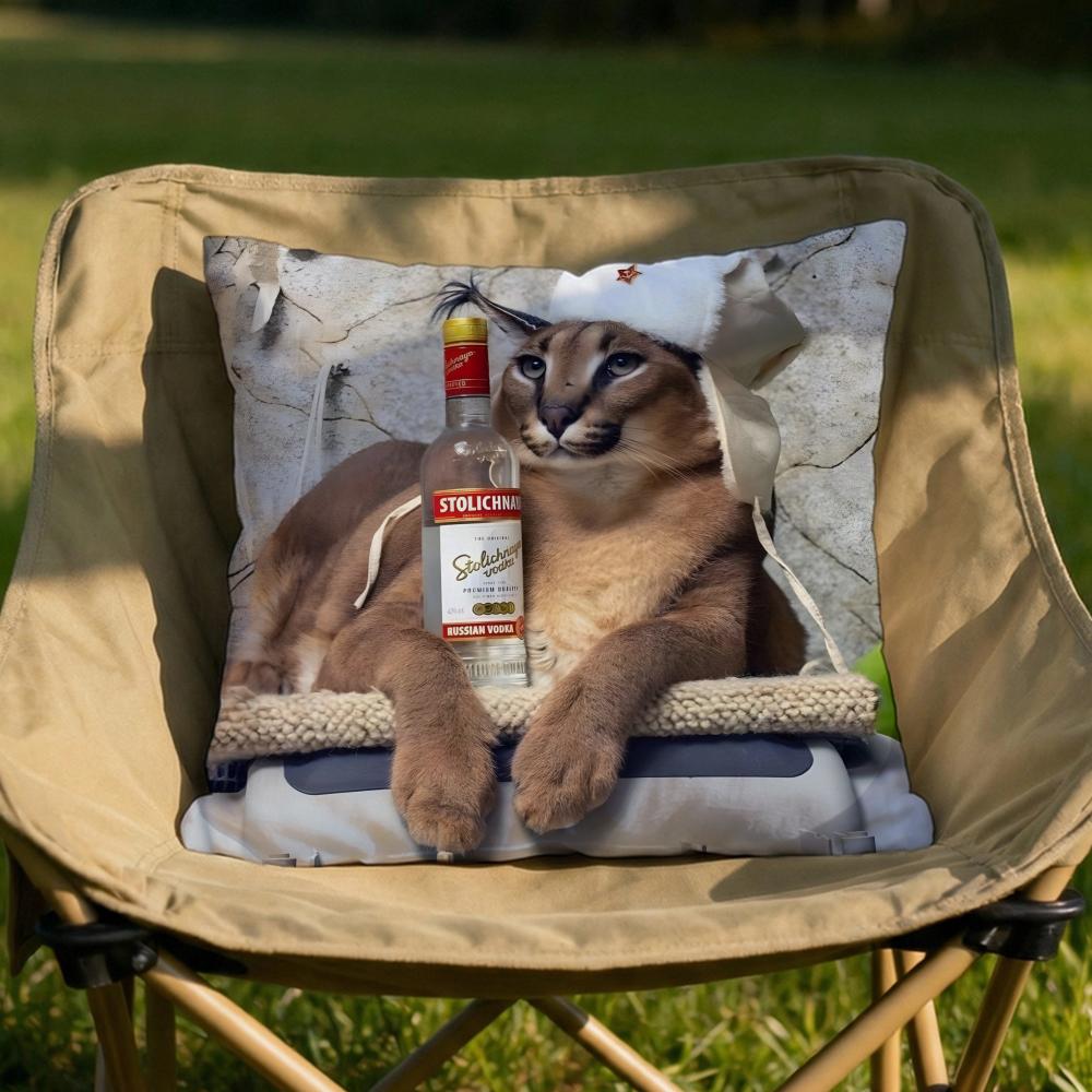 Floppa Cat Meme Cushion Cover Soft Reversible  Durable Pillow Cover  MultiScene Use for Home  Car Daily Comfort