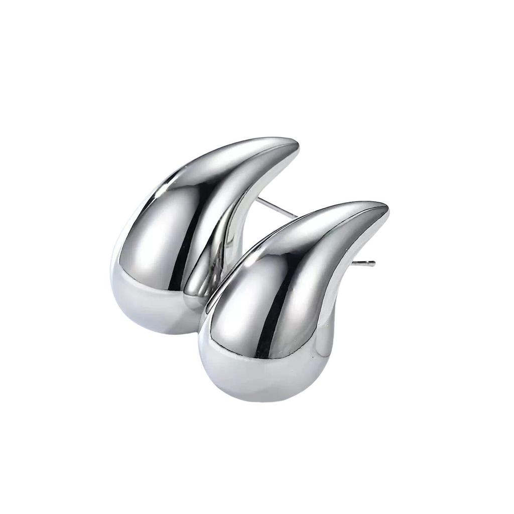 Colorfast Stainless Steel Water Drop Stud Earrings - Fashionable & Versatile