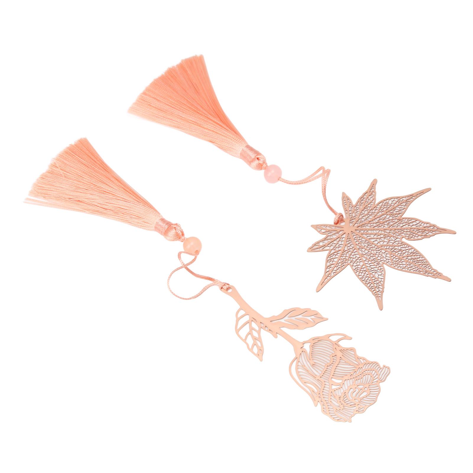 

2 шт. Металлические закладки Розовое золото Гальванизированная нержавеющая сталь Стиль цветок лист Полая закладка для офиса школы