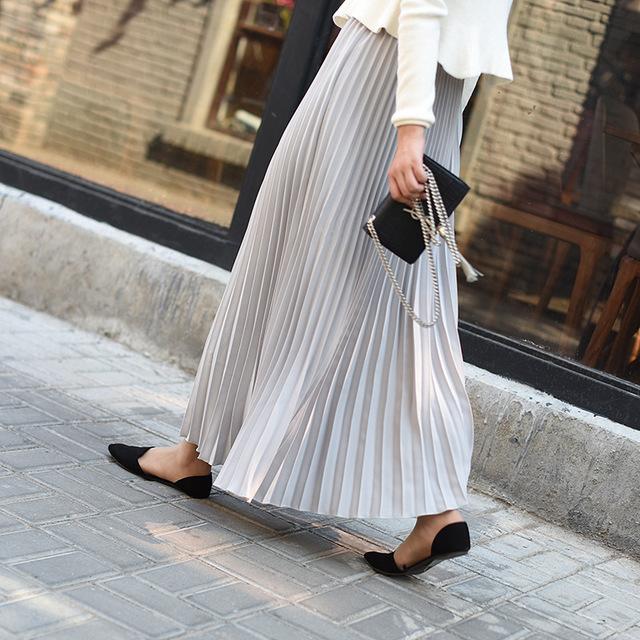 Falda Plisada Clásica para Mujer 90cm/80cm Larga Falda Femenina de Cintura Elástica Talla Grande Falda Plisada de Terciopelo para Invierno Largo hasta el Tobillo