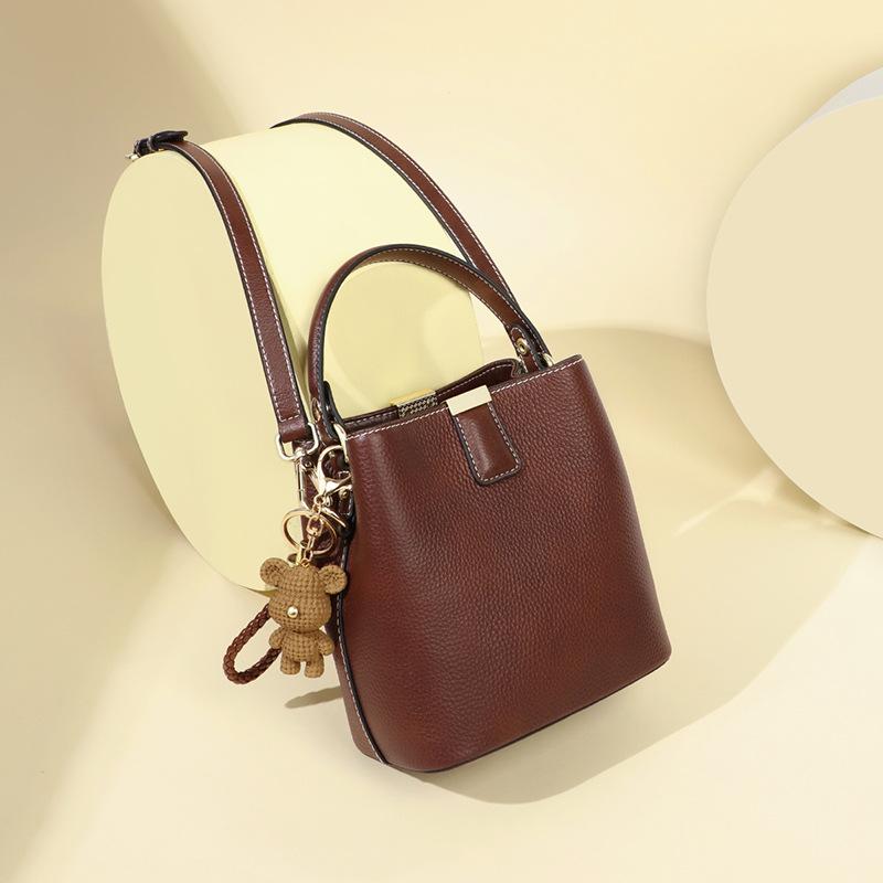 Bucket Bag Versatile Portable Women'S Bag Leather High-End Shoulder Messenger Bag Luggage