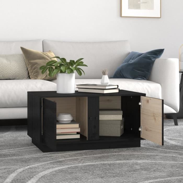 814423 vidaXL Table basse Noir 80x50x40 cm Bois massif de pin