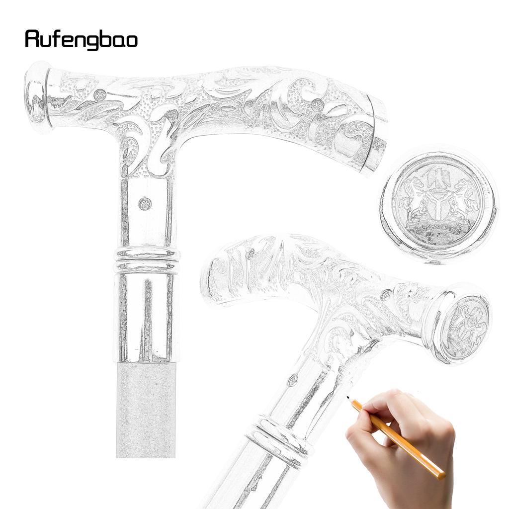 White Flower Unity and Faith Totem Relief Cosplay Walking Cane Fashion Stick Gentleman Crosier Knob Walking Stick 92cm