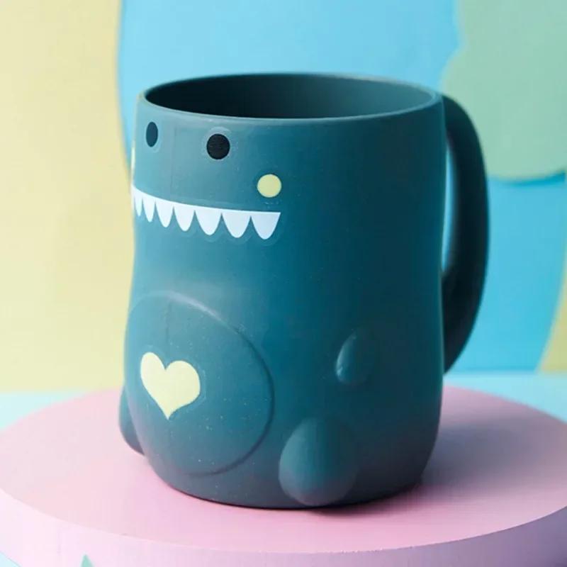 

2025 New Cute Cartoon Dinosaur Tooth Brushing Mouthwash Cup Couples Cups Environmental Plastic Wash Tooth Mug Bathroom Supplies 250ml зелений