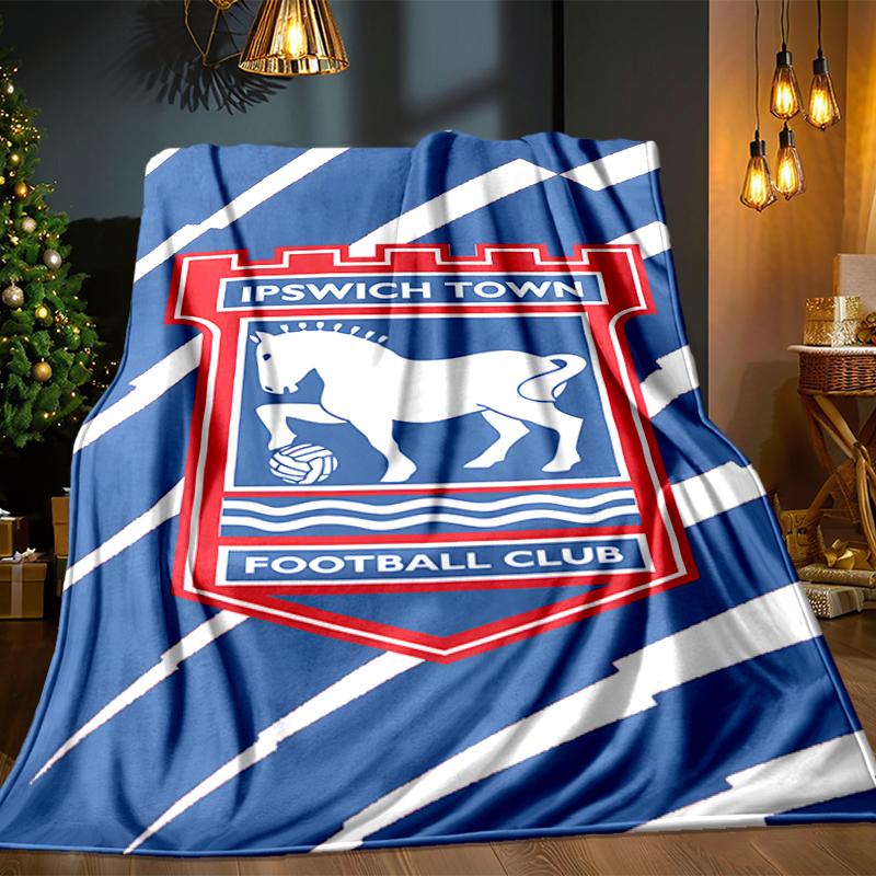 FC Ipswich Crest Blanket Lightweight Ideal Bedding Blanket Perfect for Travel, Camping, Living Rooms, Offices, Sofas, Fan Christmas Gift