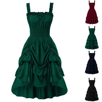 Women's Fashion Solid Colour Vintage Sleeveless Dress Slim Dresses