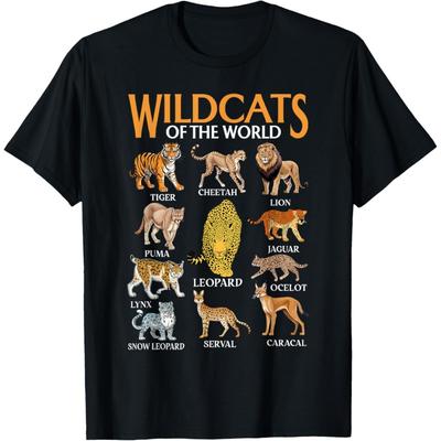 Wild Cats Lover Wild Cat Animals of the World Educational T-Shirt