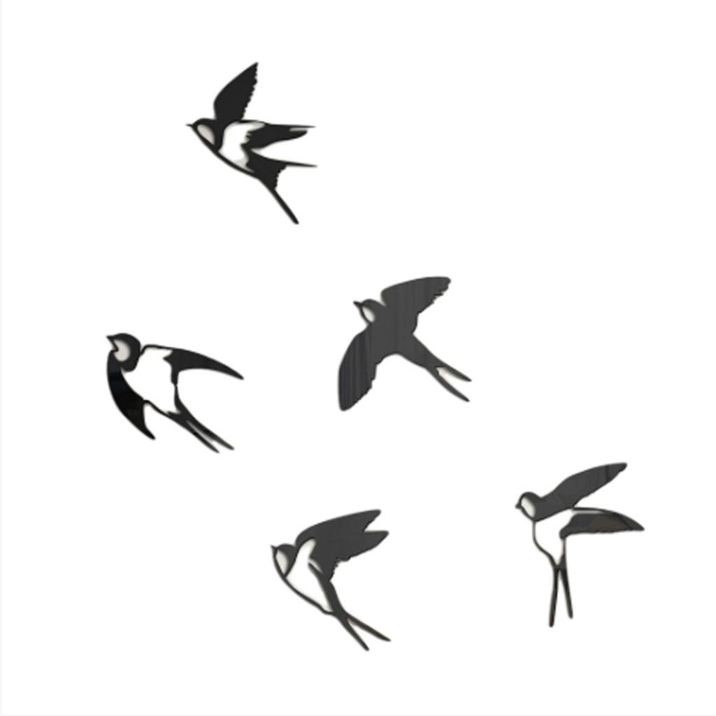 Acrylic Mirror Bird Wall Stickers Self Adhesive Mirror Wall Decor Removable for Living Room Bedroom Bathroom Decoration