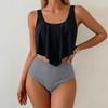 Women Two Piece Swimsuit Tankini Top High Waist Bikini Set with Floral Print and Scoop Neck Design for Swimming Pool Beachwear