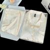 Women's Ice Silk Pajama Set: Built-in Bra, Silver Cinnamon Dog & Cat Top, Shorts & Long Pants