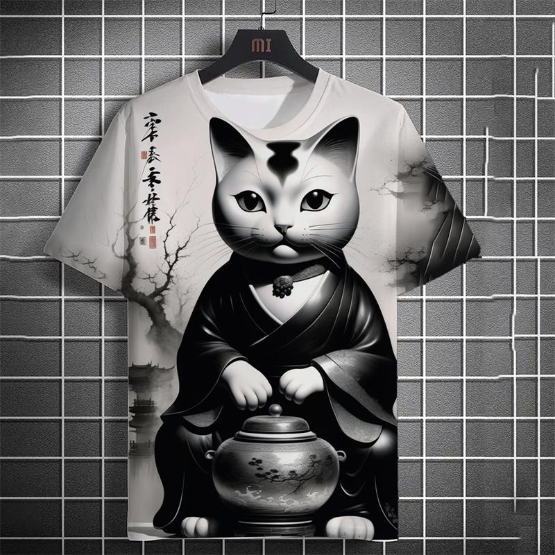 Fashion Japanese Ukiyo-e Cats Graphic T Shirts Summer Trend Short Sleeve Men Women 3D Printed T-shirts Casual Harajuku Tees Tops