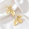 European and American niche glossy flower leaf stud earrings hot-selling simple and versatile commuter earrings metal girls earrings