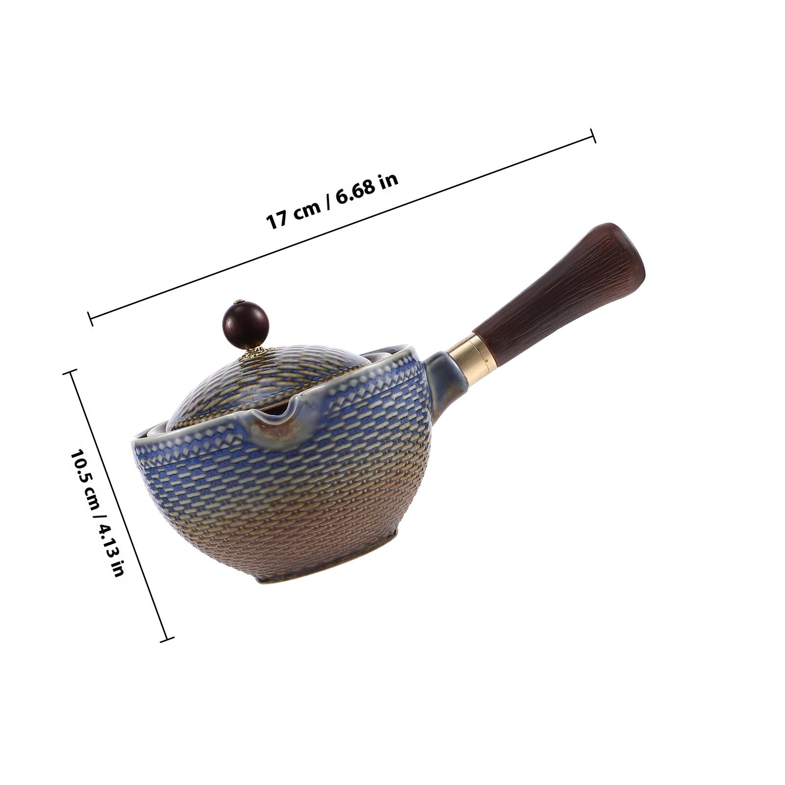 

Ceramic Teapot Side Handle Rotating Design Loose Tea Brewing Tool Heat-Resistant For Home Office Kitchen Barware