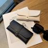 Fashion Sunglasses Case Travel Portable Leather Button Soft Bag Glasses Case White Sunglasses Storage Case