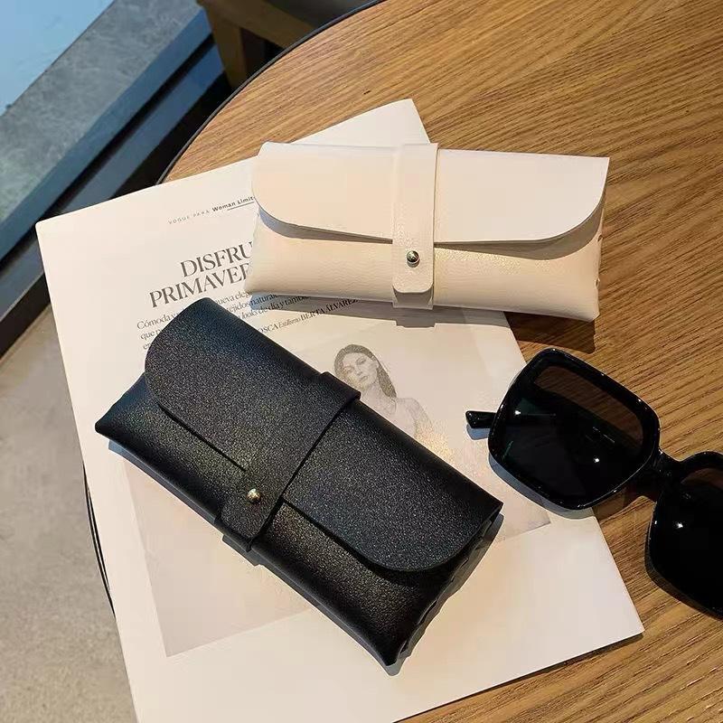 Fashion Sunglasses Case Travel Portable Leather Button Soft Bag Glasses Case White Sunglasses Storage Case