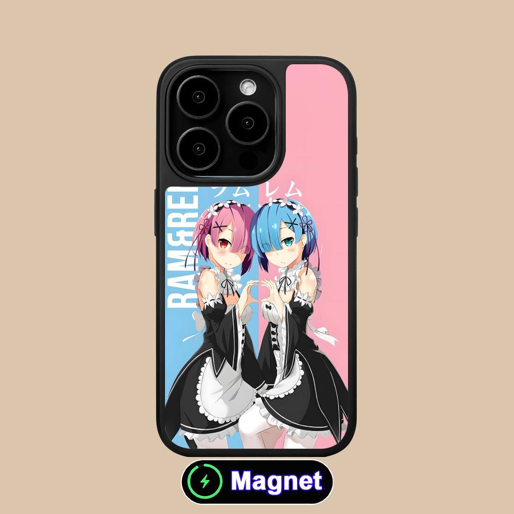 ReZero Rem Ram Matte Surface Magsafe Mobile Phone Case for iPhone 17 16 15 14 13 12 11 Air Pro Max Plus Colorful Cover