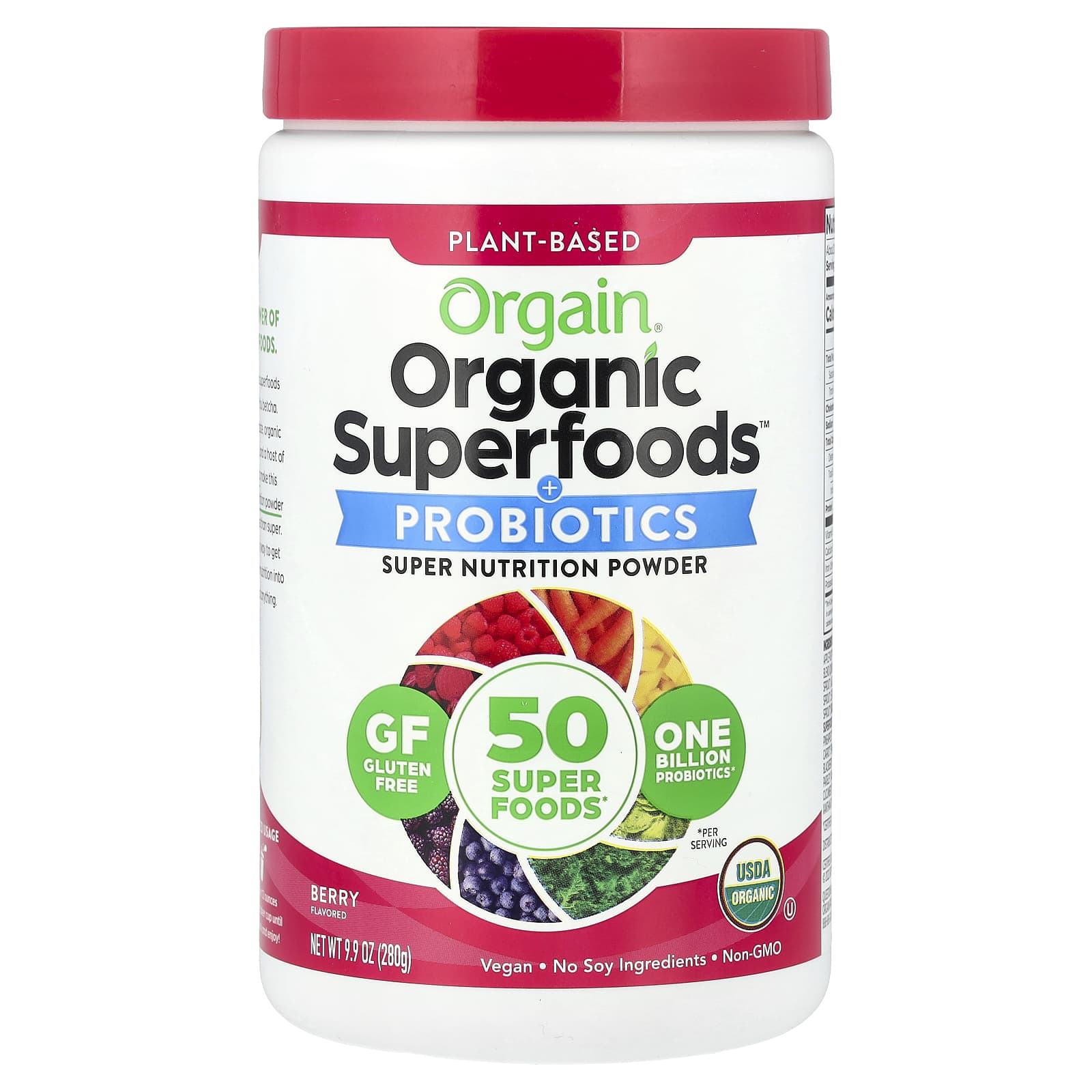 

Organic Superfoods™ + Probiotic Super Nutrition Powder, Berry Flavor, 280G(9.9Oz)
