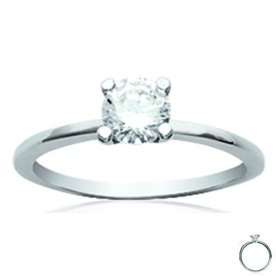 Solitaire Silver 'Unique' White Ø 5 Mm (rhodium)