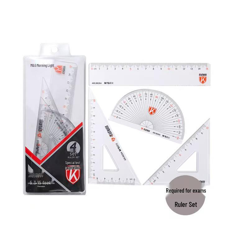Chenguang Precision Ruler Set: Multi-functional Square, Straight Ruler, Protractor for Students 15 cm