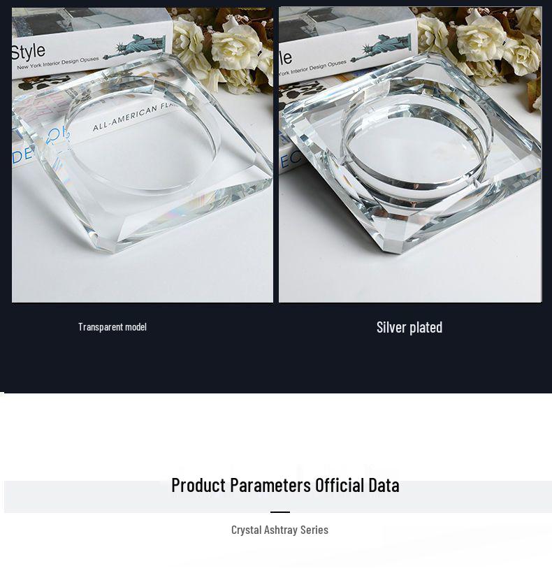 Premium Crystal Ashtray for Home and Office with Custom Logo Engraving - Elegant Gift for Living Rooms, KTV, and Corporate Settings