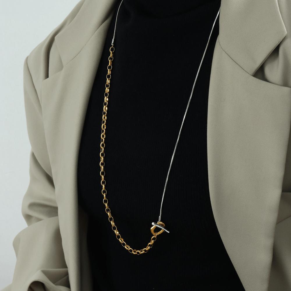 European and American OT Buckle Adjustable Chain Sweater Necklace French Style Exquisite and Versatile