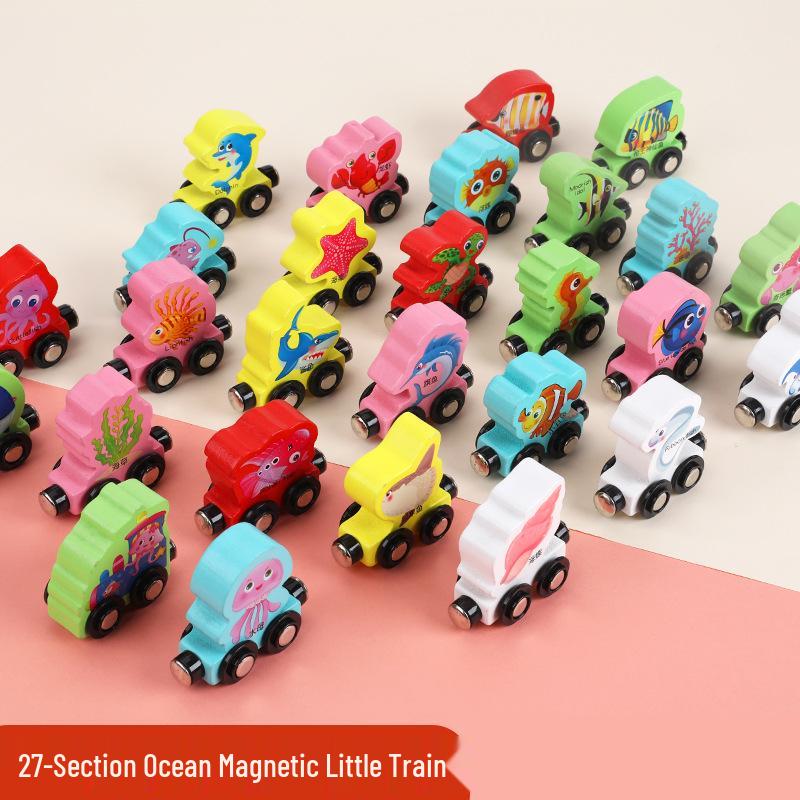 Magnetische Holzzüge mit Buchstaben & Zahlen - Lernspielzeug für 1-3 Jahre